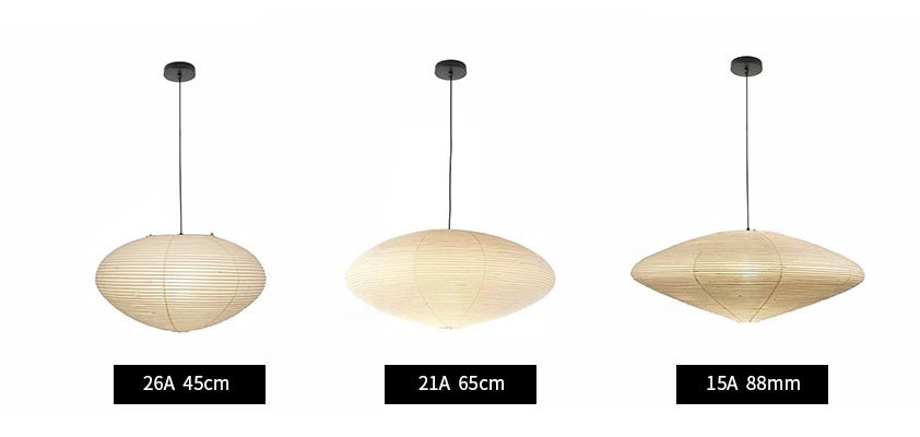 Akari Handcrafted Mulberry Paper Pendant Light 17.7 in Ceiling Indoor Warm Glow LED Edison Bulb | Thomler