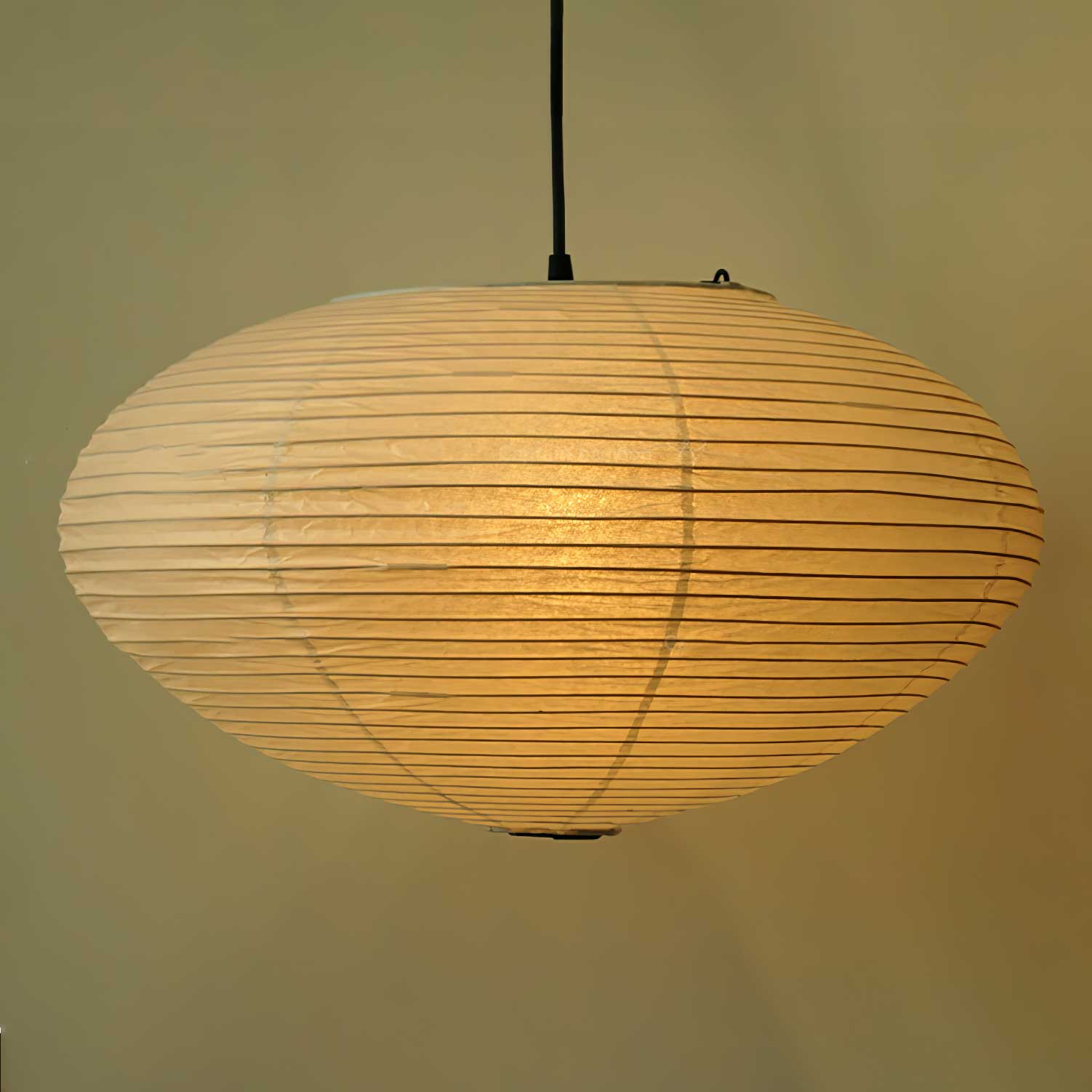 Akari Handcrafted Mulberry Paper Pendant Light 17.7 in Ceiling Indoor Warm Glow LED Edison Bulb | Thomler