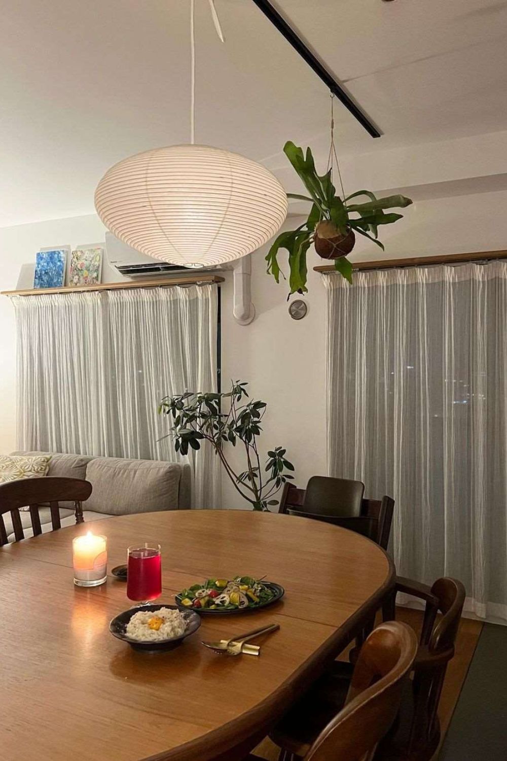 Akari Handcrafted Mulberry Paper Pendant Light 17.7 in Ceiling Indoor Warm Glow LED Edison Bulb | Thomler