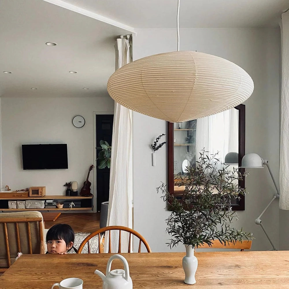 Mulberry Paper Swag Pendant Light 17.7 in x 9.8 in White Indoor Ceiling Hanging Lamp Modern Home Decor Living Room Bedroom | Thomler