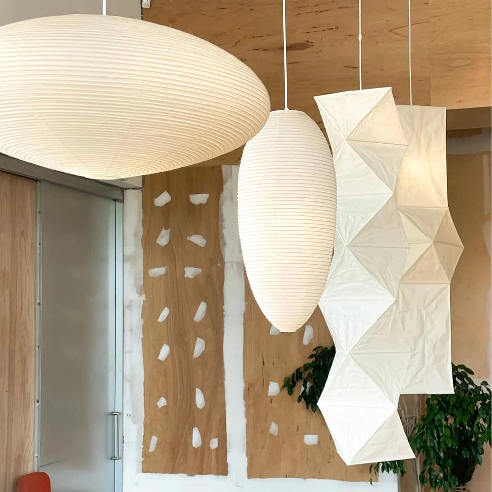Akari Handcrafted Mulberry Paper Pendant Light 17.7 in Ceiling Indoor Warm Glow LED Edison Bulb | Thomler