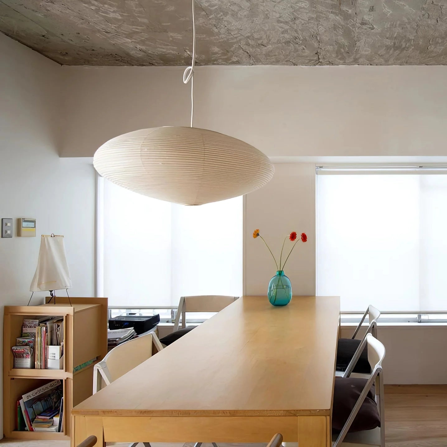 Akari Handcrafted Mulberry Paper Pendant Light 17.7 in Ceiling Indoor Warm Glow LED Edison Bulb | Thomler