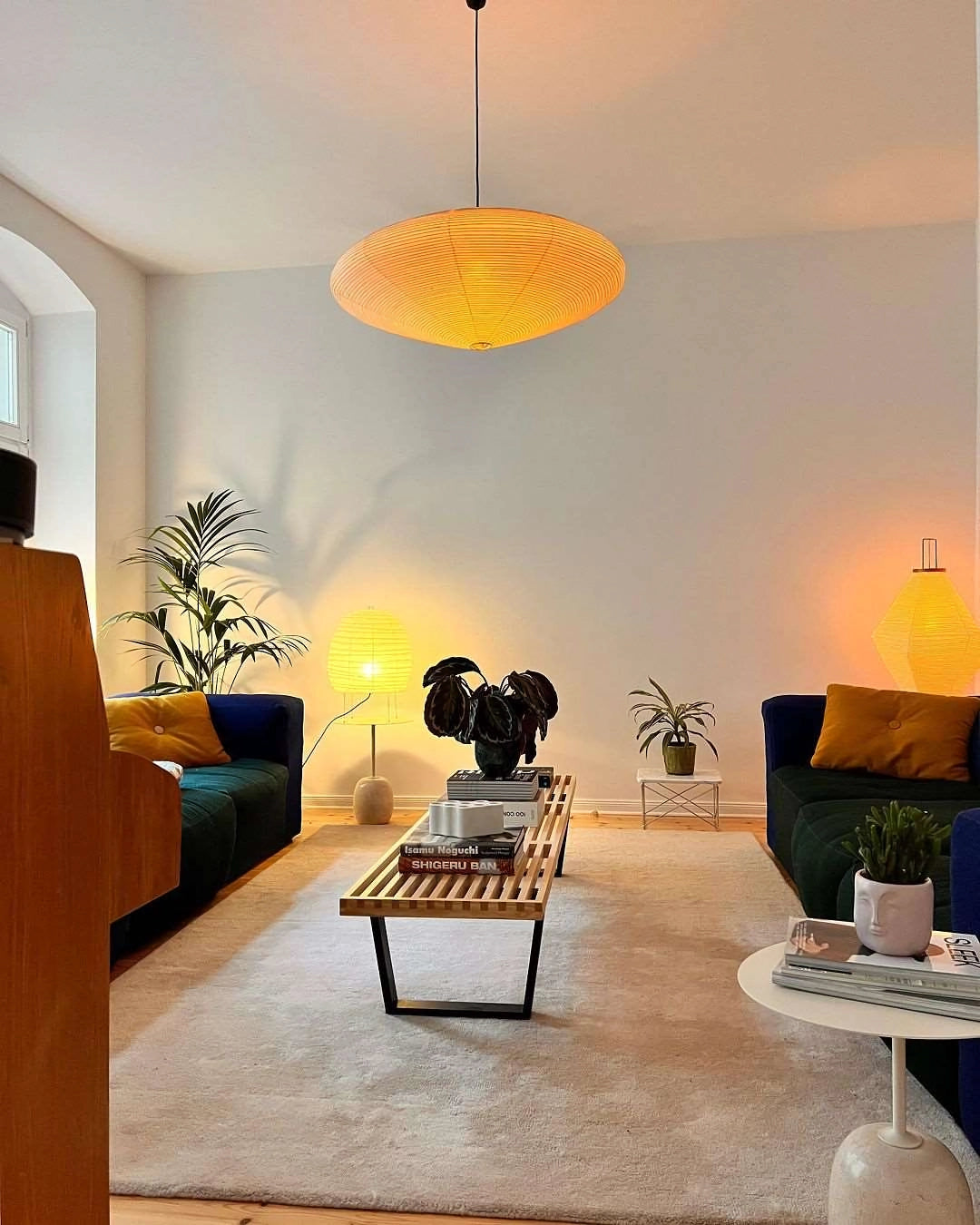 Akari Handcrafted Mulberry Paper Pendant Light 17.7 in Ceiling Indoor Warm Glow LED Edison Bulb | Thomler