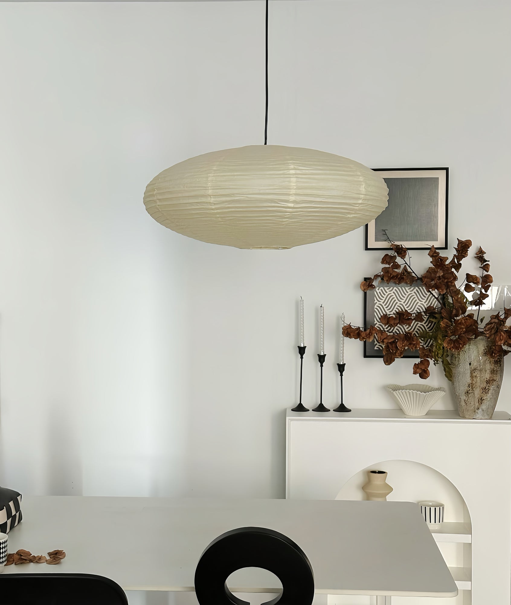 Mulberry Paper Swag Pendant Light 17.7 in x 9.8 in White Indoor Ceiling Hanging Lamp Modern Home Decor Living Room Bedroom | Thomler