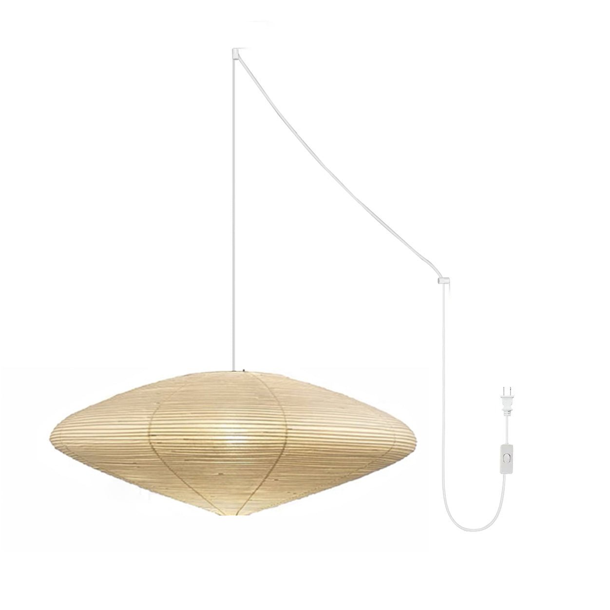Mulberry Paper Swag Pendant Light 17.7 in x 9.8 in White Indoor Ceiling Hanging Lamp Modern Home Decor Living Room Bedroom | Thomler