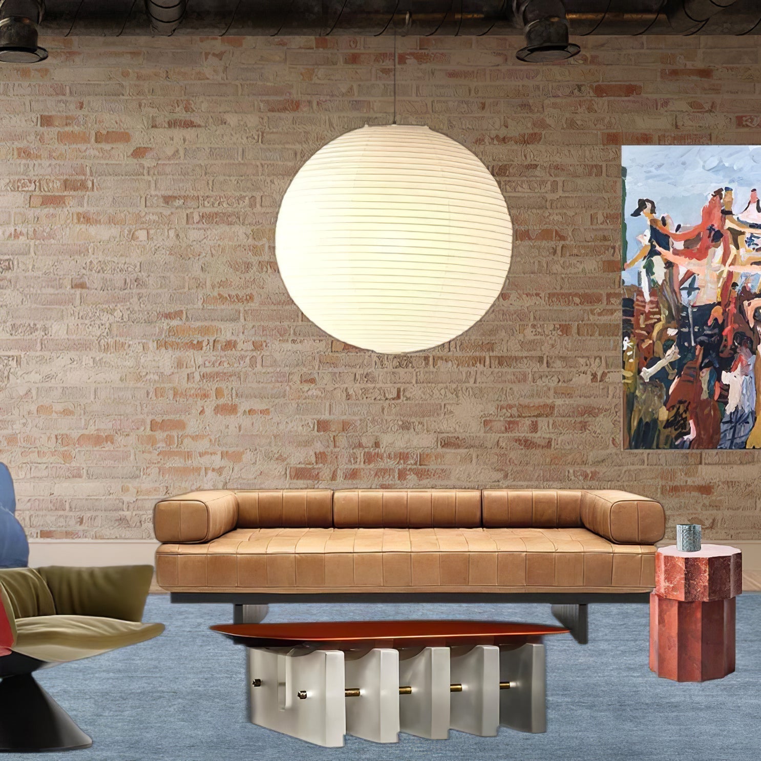 Pendant Lamp Mulberry Paper 15.7 in Adjustable Indoor Ceiling Lighting Modern Dining Room Kitchen Island Hanging Light | Thomler