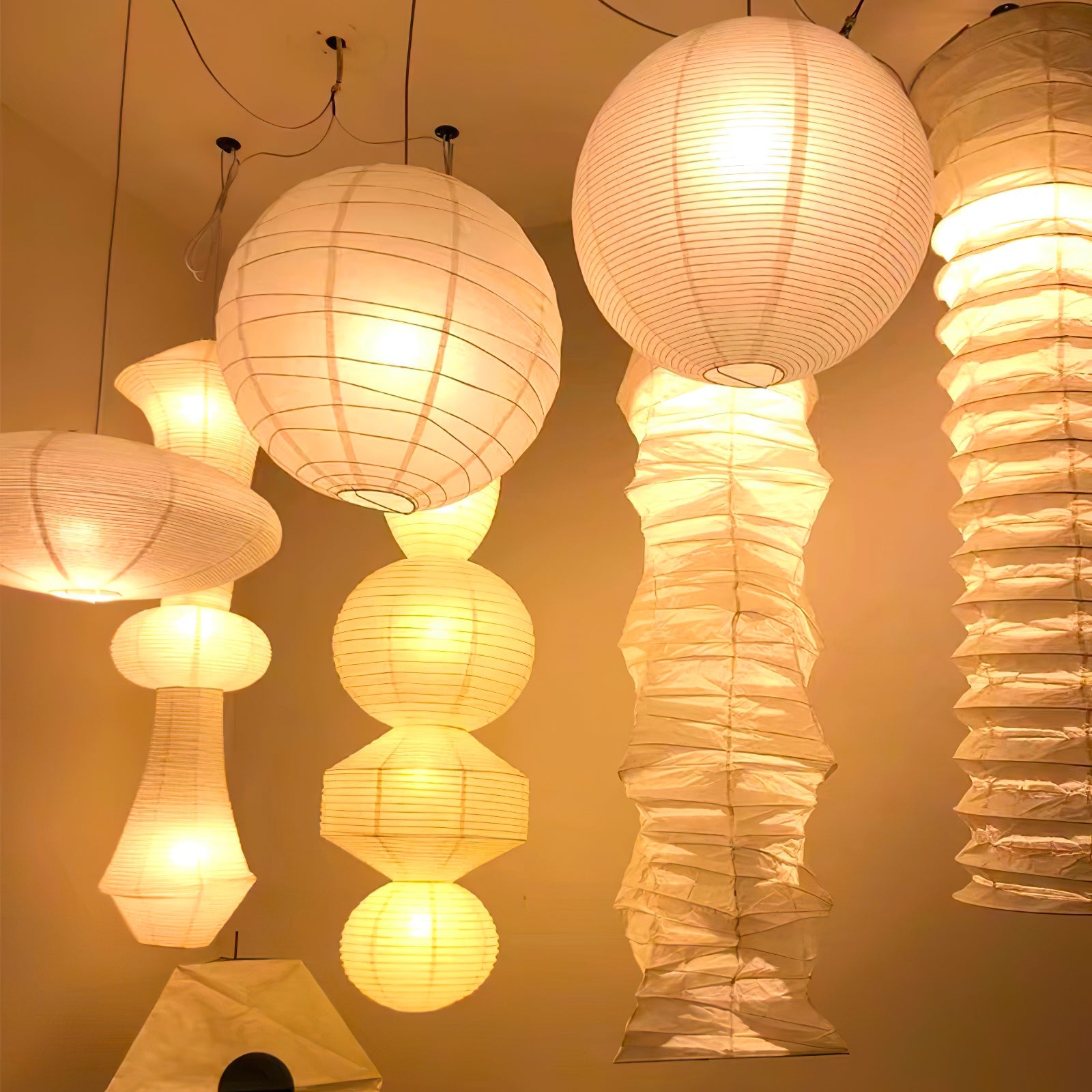 Pendant Lamp Mulberry Paper 15.7 in Adjustable Indoor Ceiling Lighting Modern Dining Room Kitchen Island Hanging Light | Thomler