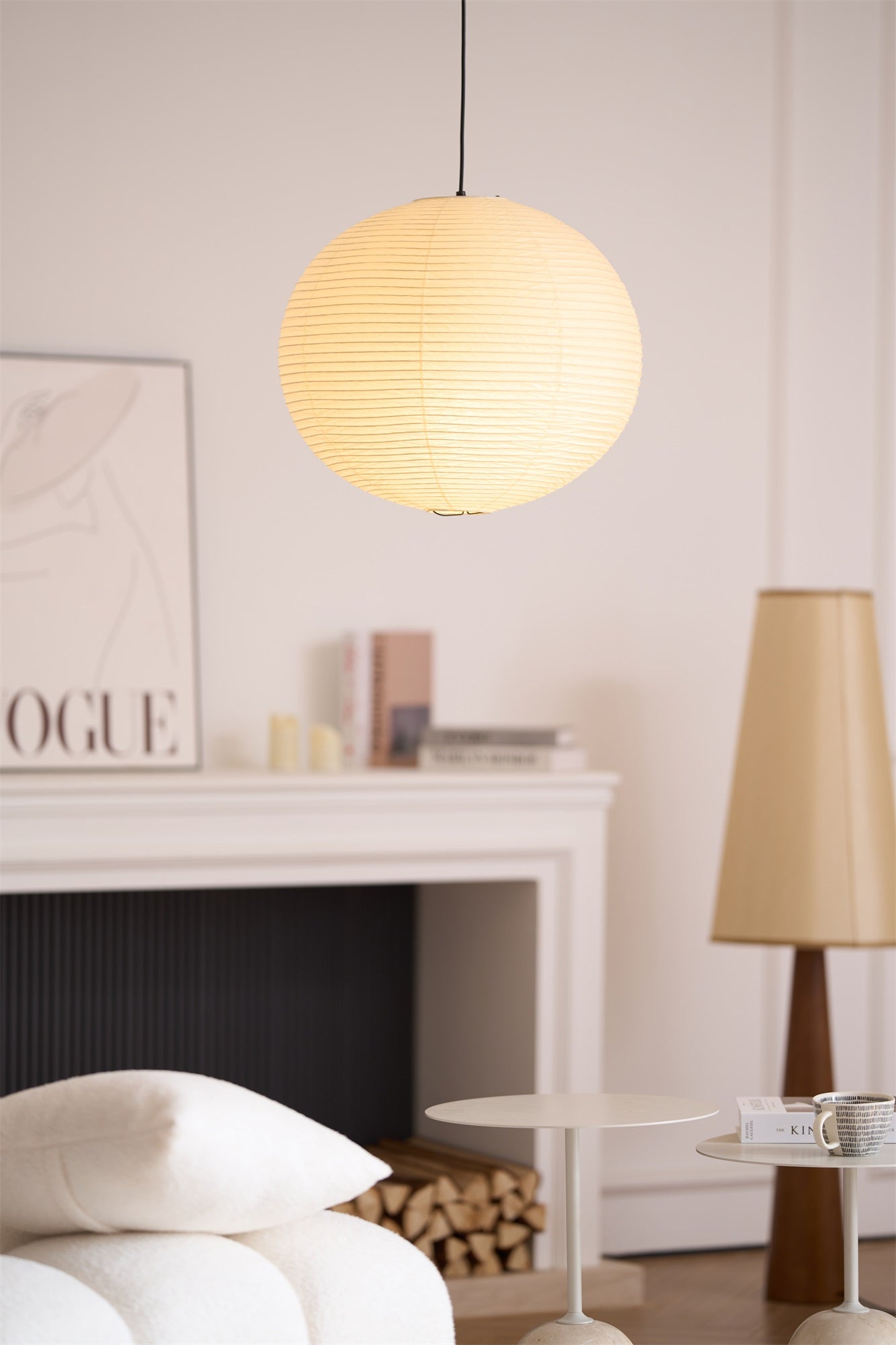 Pendant Lamp Mulberry Paper 15.7 in Adjustable Indoor Ceiling Lighting Modern Dining Room Kitchen Island Hanging Light | Thomler