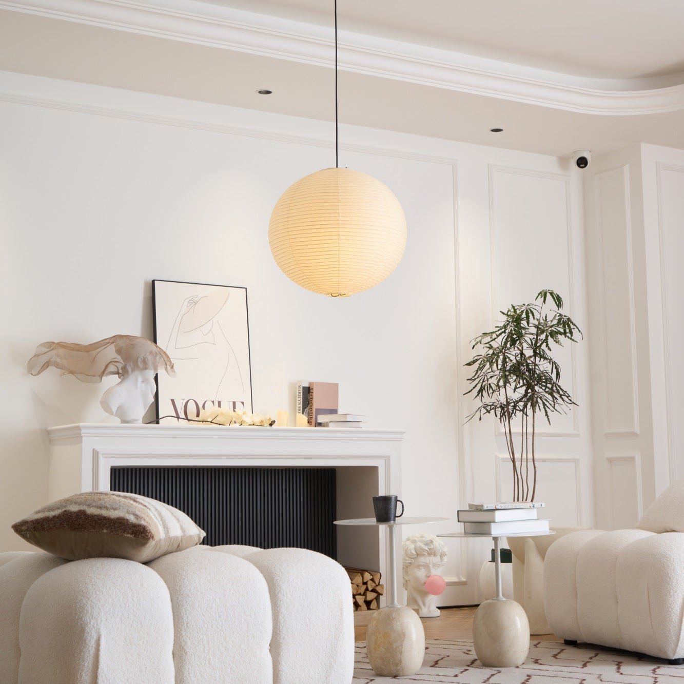 Pendant Lamp Mulberry Paper 15.7 in Adjustable Indoor Ceiling Lighting Modern Dining Room Kitchen Island Hanging Light | Thomler