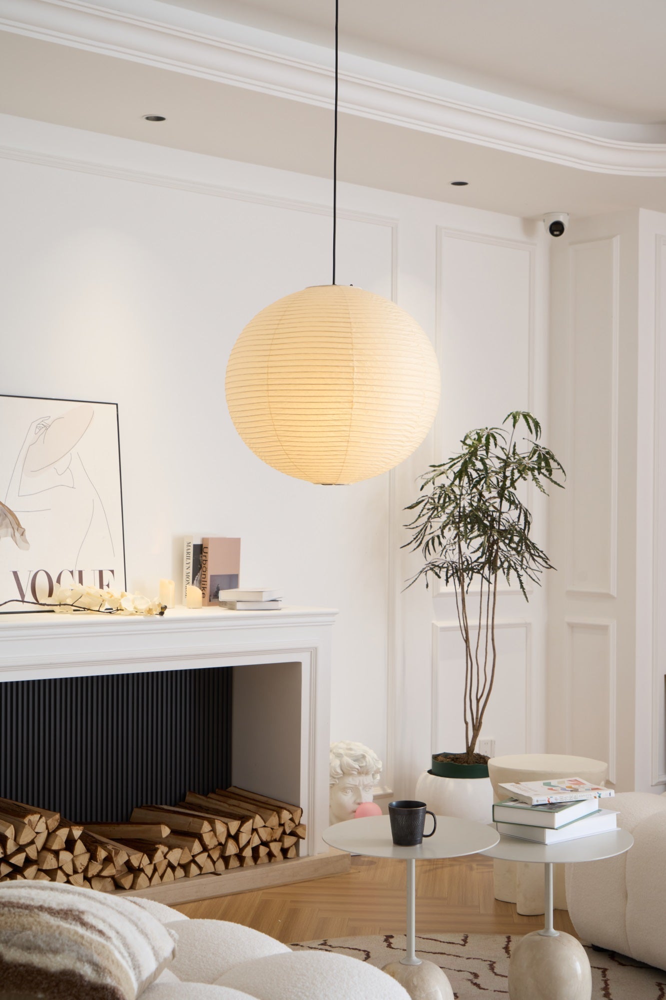 Pendant Lamp Mulberry Paper 15.7 in Adjustable Indoor Ceiling Lighting Modern Dining Room Kitchen Island Hanging Light | Thomler