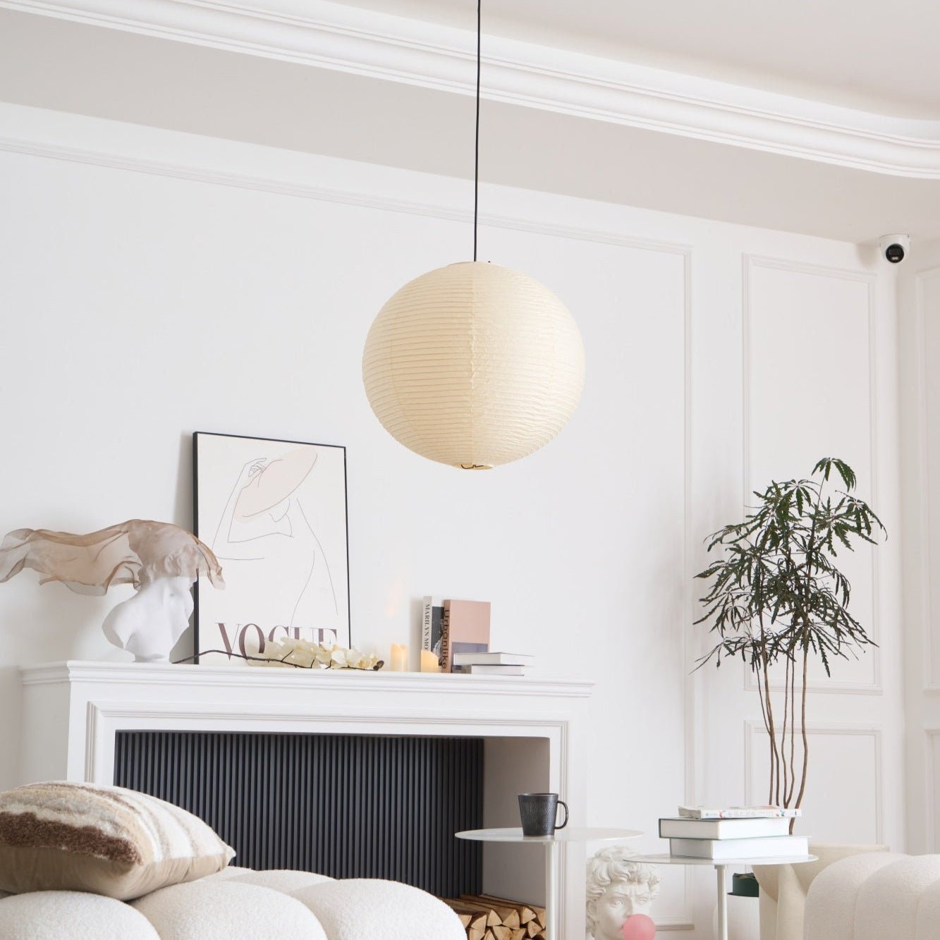 Pendant Lamp Mulberry Paper 15.7 in Adjustable Indoor Ceiling Lighting Modern Dining Room Kitchen Island Hanging Light | Thomler