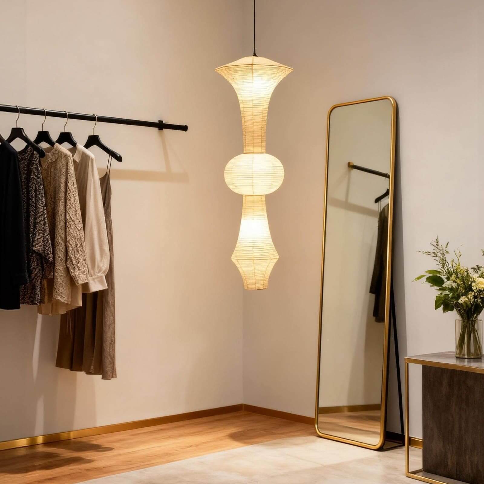 Pendant Light Paper Metal 18.9 in x 57.1 in Indoor Dining Room Kitchen Island Hanging Lamp Modern Minimalist Design | Thomler