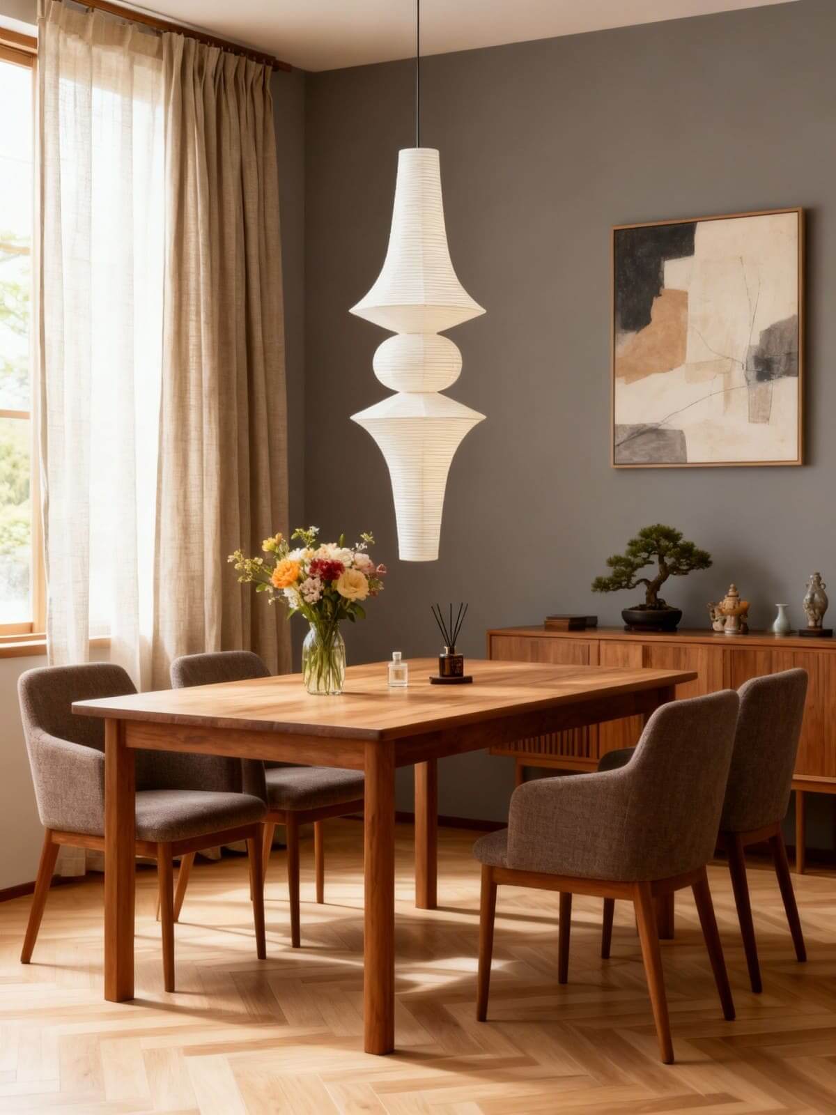Pendant Light Paper Metal 18.9 in x 57.1 in Indoor Dining Room Kitchen Island Hanging Lamp Modern Minimalist Design | Thomler
