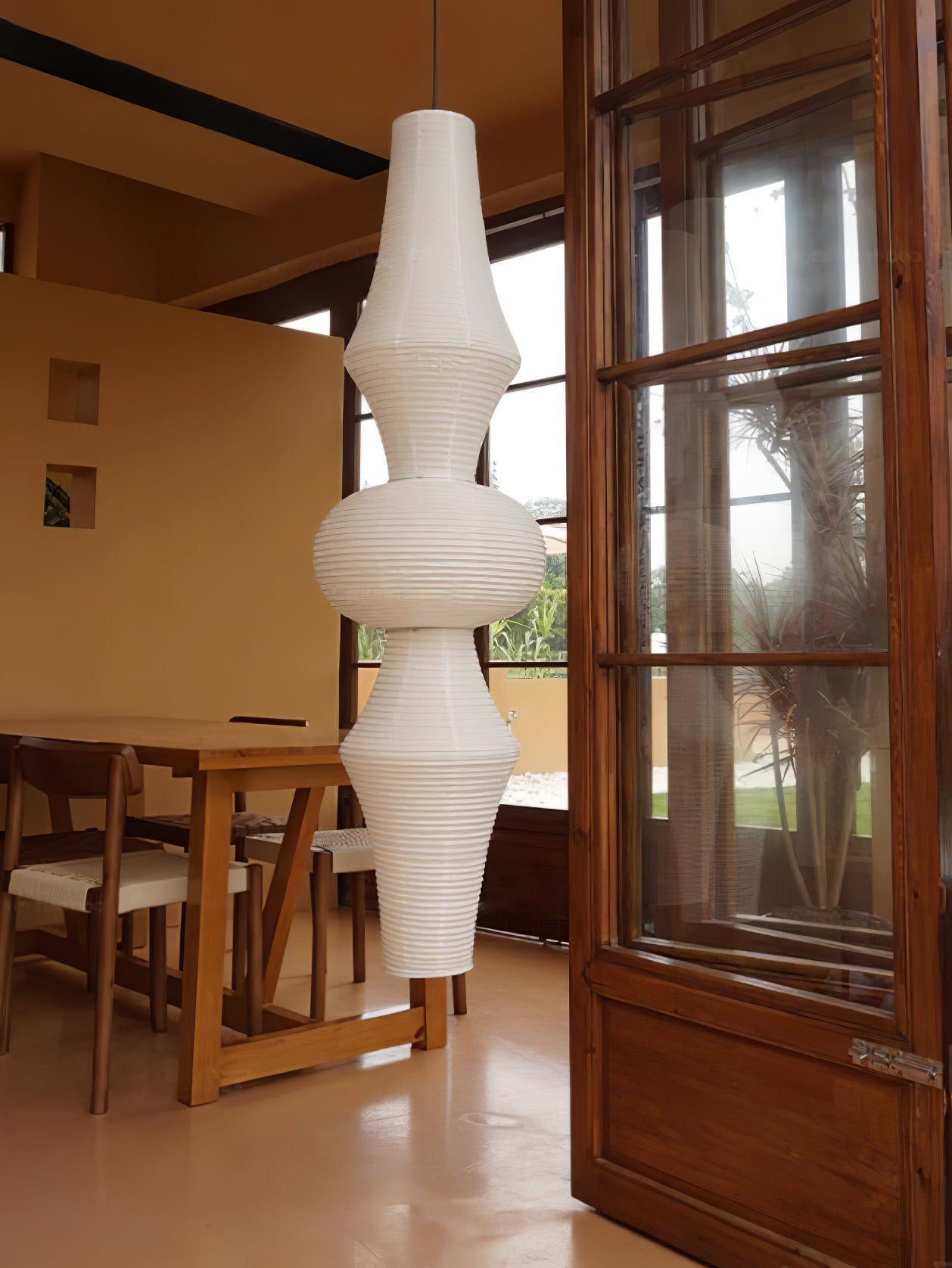 Washi Paper Pendant Light 12.2 in x 55.1 in White Indoor Ceiling Hanging Lamp Warm Ambient Lighting Decorative E26 E27 | Thomler