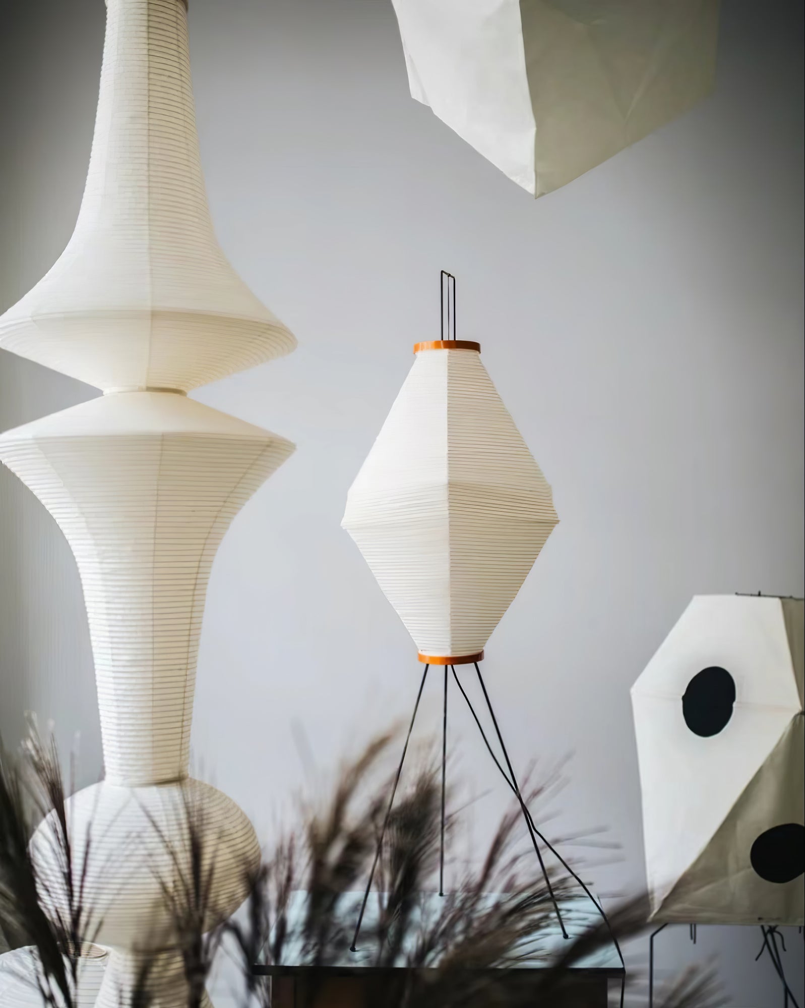 Washi Paper Pendant Light 12.2 in x 55.1 in White Indoor Ceiling Hanging Lamp Warm Ambient Lighting Decorative E26 E27 | Thomler
