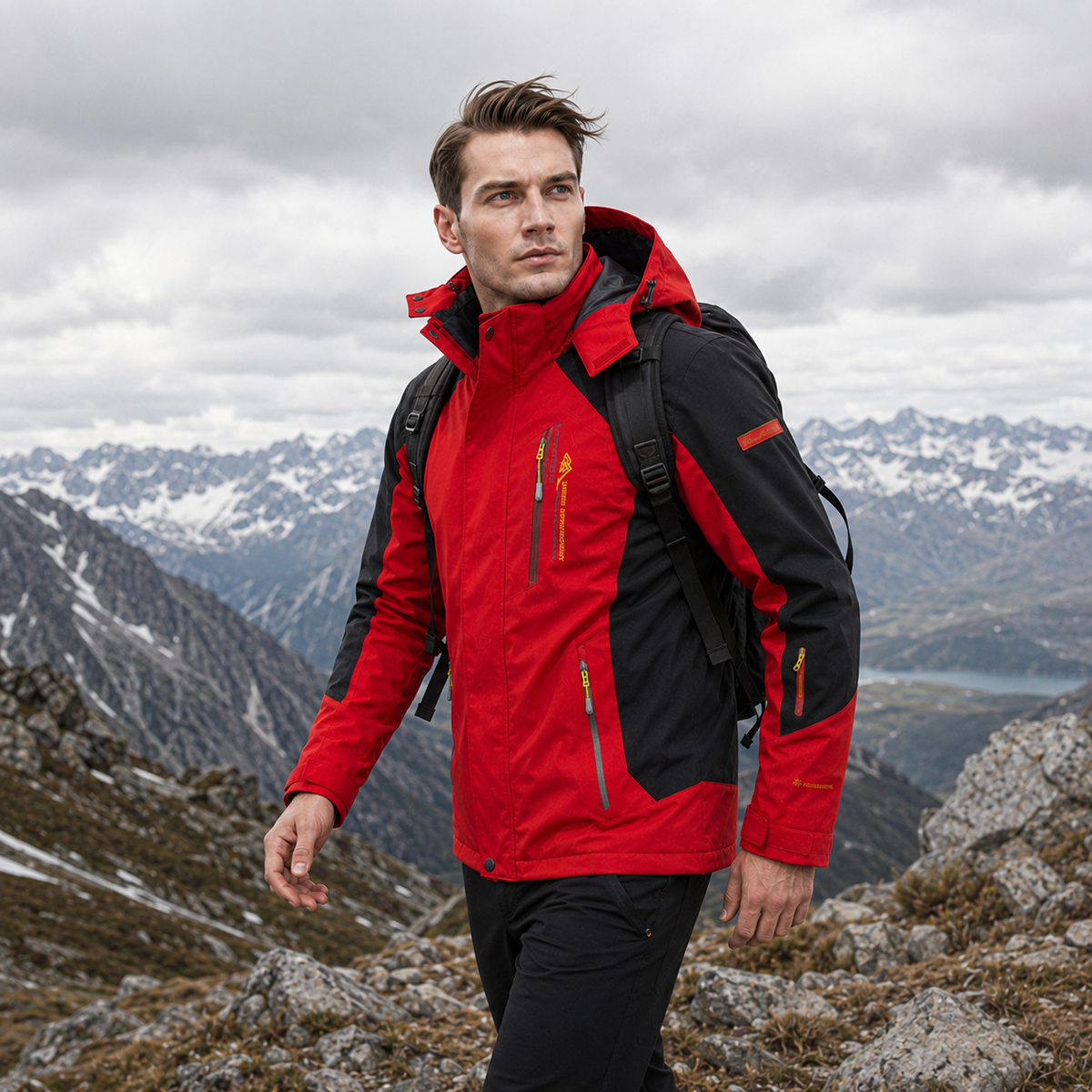 Men's Windproof Rain Shell Jacket with Removable Hood for Hiking, Camping & Outdoor Adventures – Waterproof Lightweight Expedition Coat | Thomler