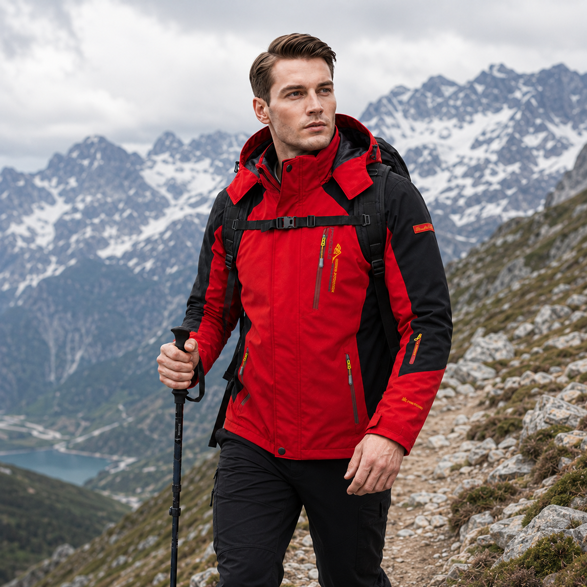 Men's Windproof Rain Shell Jacket with Removable Hood for Hiking, Camping & Outdoor Adventures – Waterproof Lightweight Expedition Coat | Thomler
