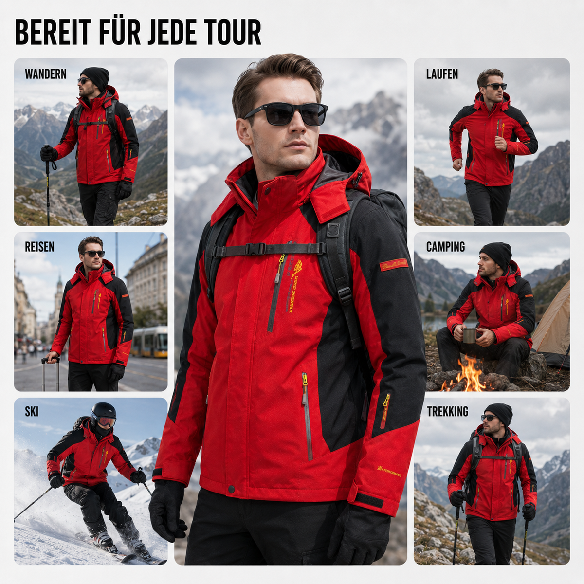 Men's Windproof Rain Shell Jacket with Removable Hood for Hiking, Camping & Outdoor Adventures – Waterproof Lightweight Expedition Coat | Thomler
