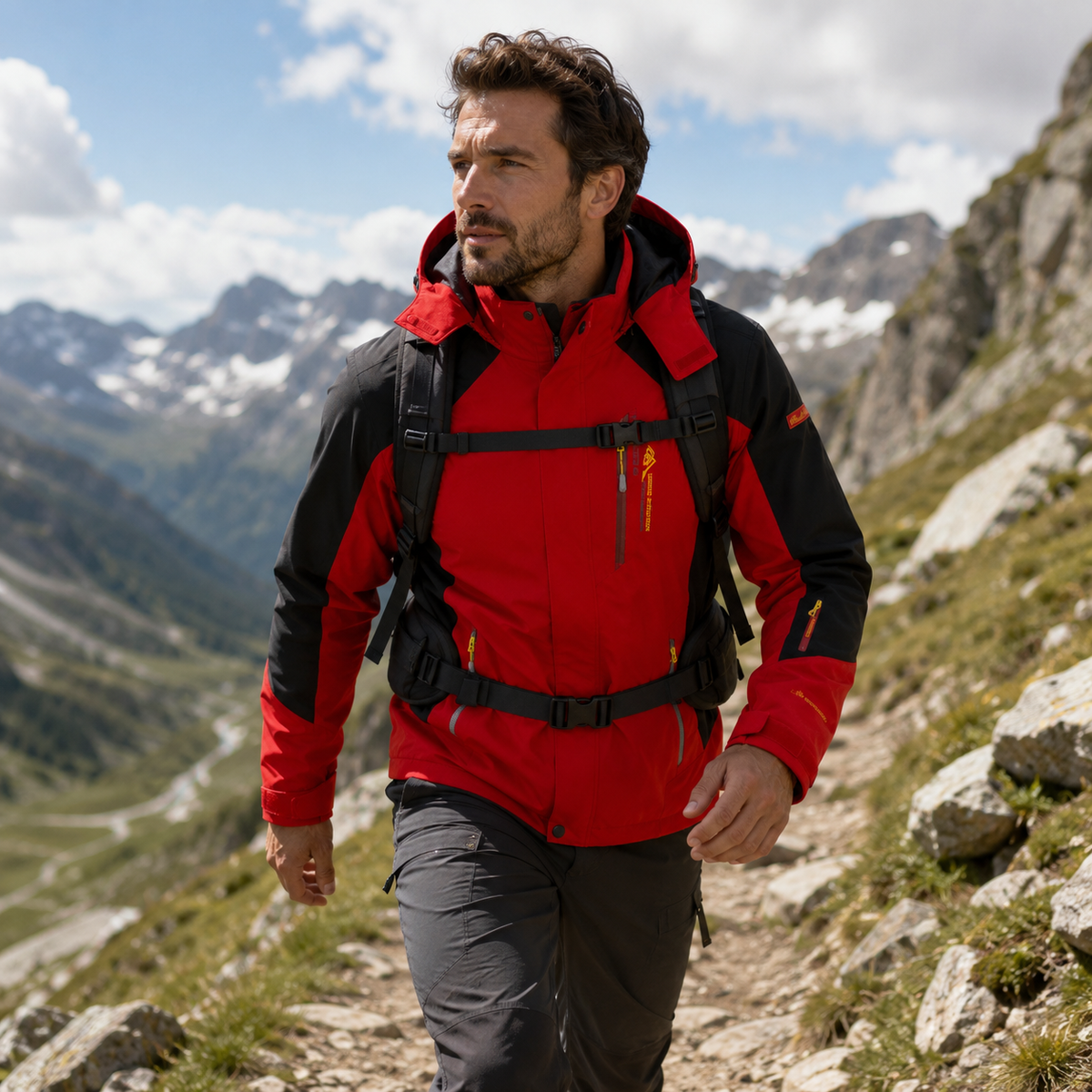Men's Windproof Rain Shell Jacket with Removable Hood for Hiking, Camping & Outdoor Adventures – Waterproof Lightweight Expedition Coat | Thomler
