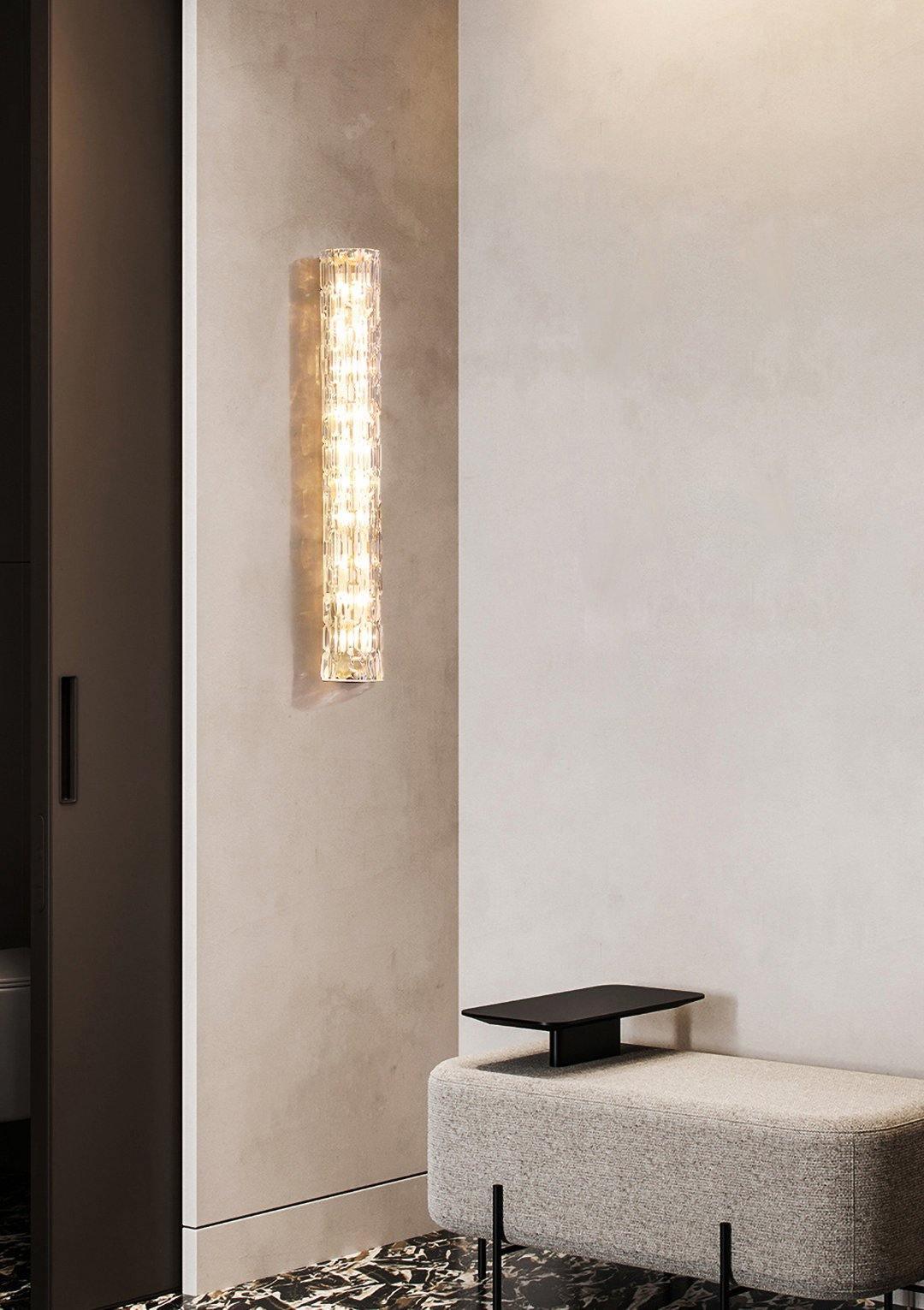 Contemporary Gold Brass & Glass Cylinder Wall Light for Indoor Living Spaces | Thomler