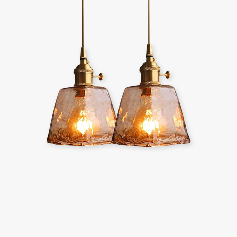 Geometric Glass Pendant Light with Brass Finish for Dining Room & Bedroom – Handcrafted Vintage Industrial Hanging Fixture | Thomler
