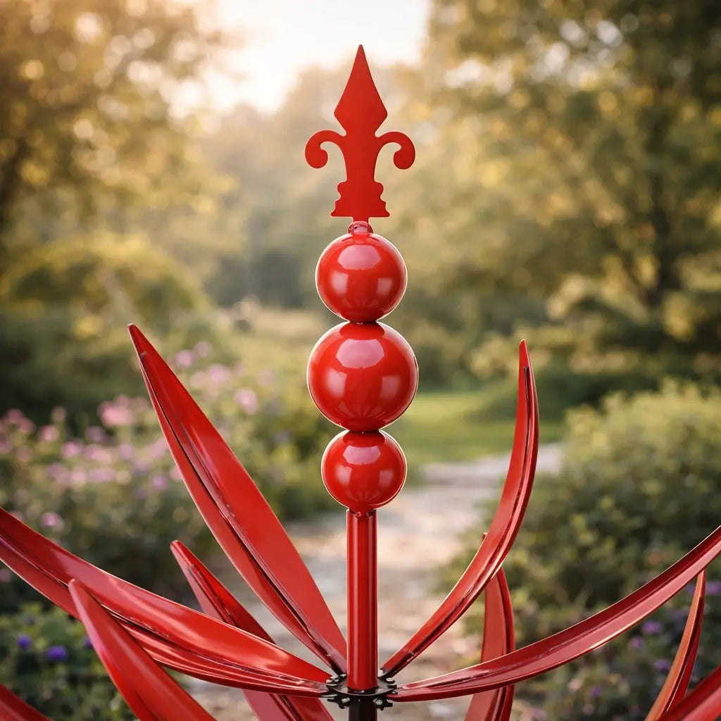 Metal Garden Wind Spinner Kinetic Yard Sculpture Dual-Spin Weather Vane Ornament Outdoor Lawn Stake Flower Petal Rotating Art for Patio Yard | Thomler