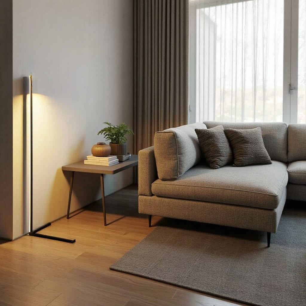Modern RGB LED Floor Lamp with Remote | Adjustable Warm White & Color Changing Standing Light for Living Room Corner & Home Ambiance | 24W | Thomler