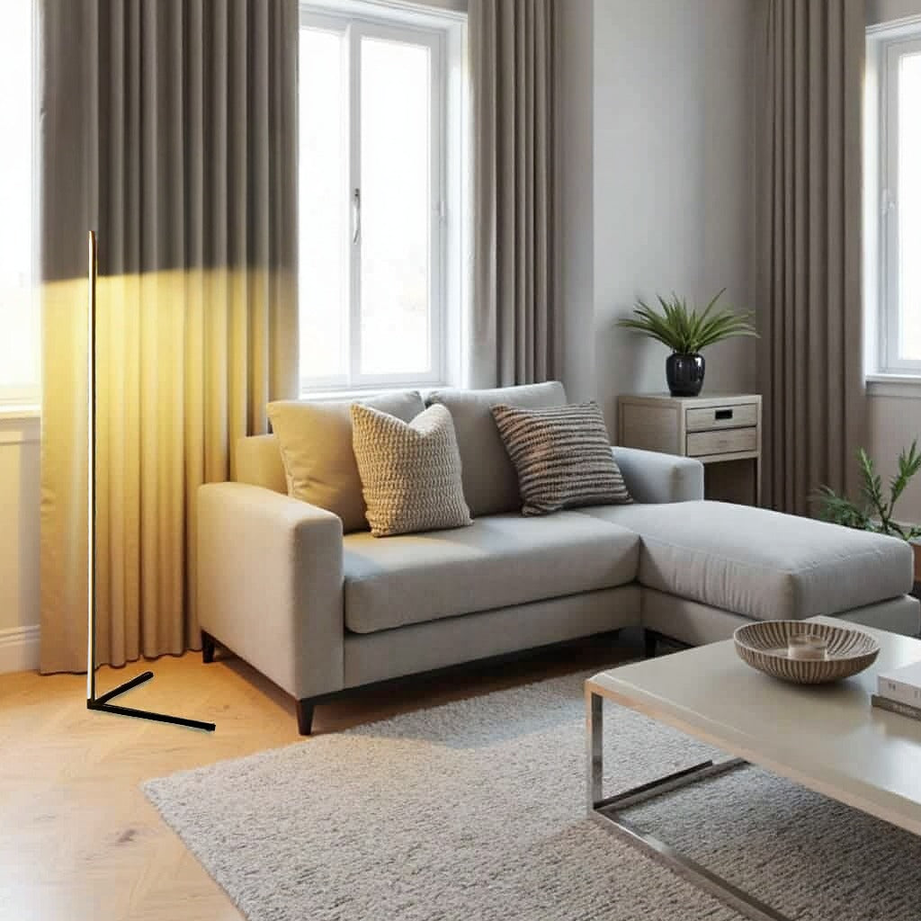 Floor Lamp Aluminium 142.0 cm 55.9" Black Remote Controlled Living Room Bedroom Dimmable LED Standing Light | Thomler