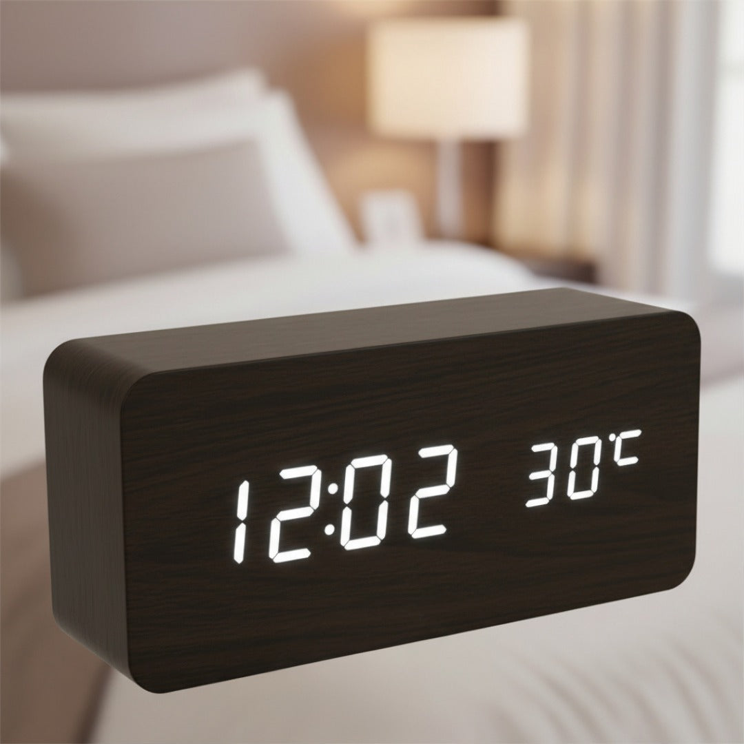 Digital Alarm Clock with Wireless Charging Pad & LED Display – Temperature, Humidity Monitor, 3 Alarms | Thomler