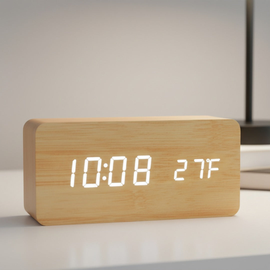 Digital Alarm Clock with Wireless Charging Pad & LED Display – Temperature, Humidity Monitor, 3 Alarms | Thomler