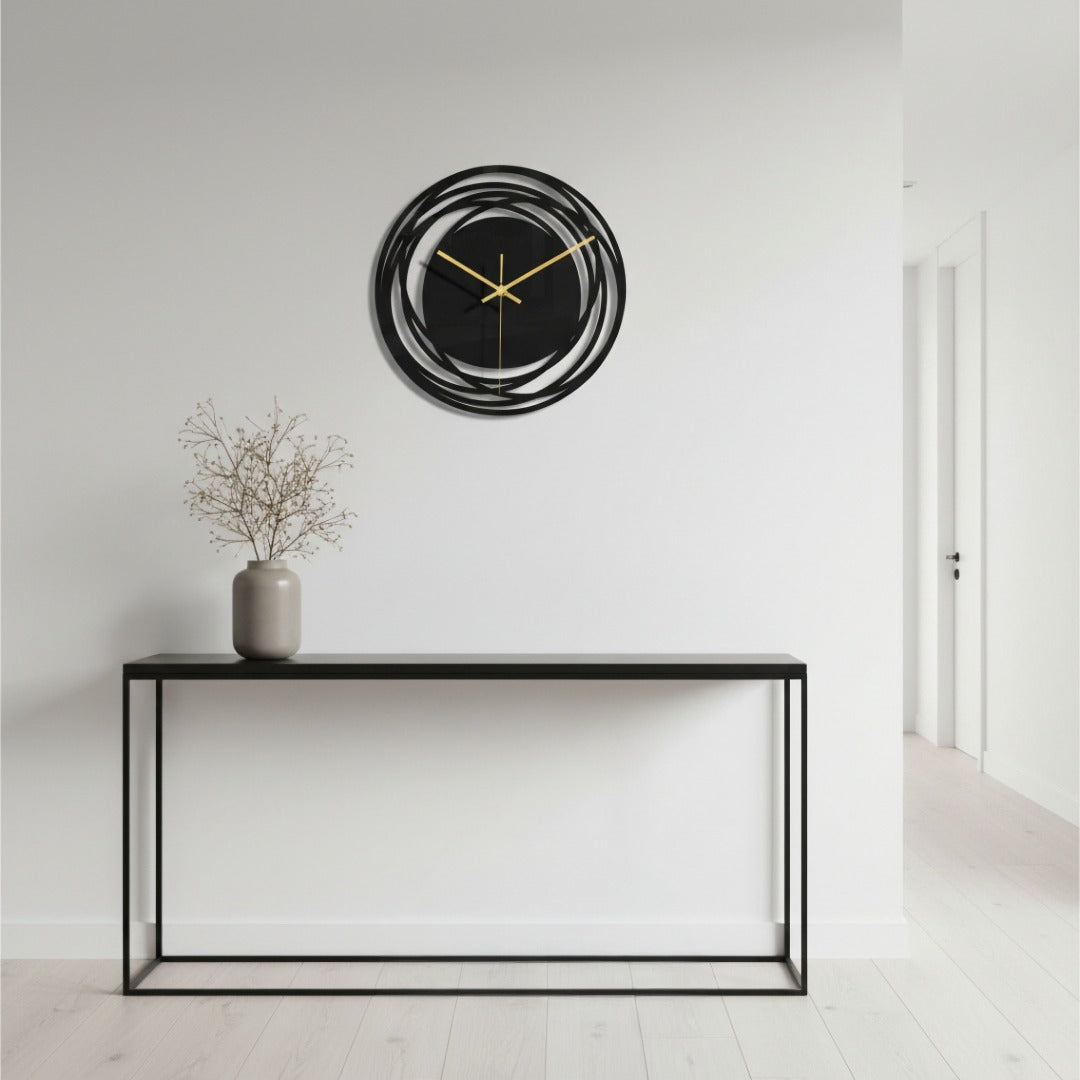 12-Inch Silent Wall Clock Black Round Modern Non-Ticking Quartz for Living Room Bedroom Kitchen Office | Thomler