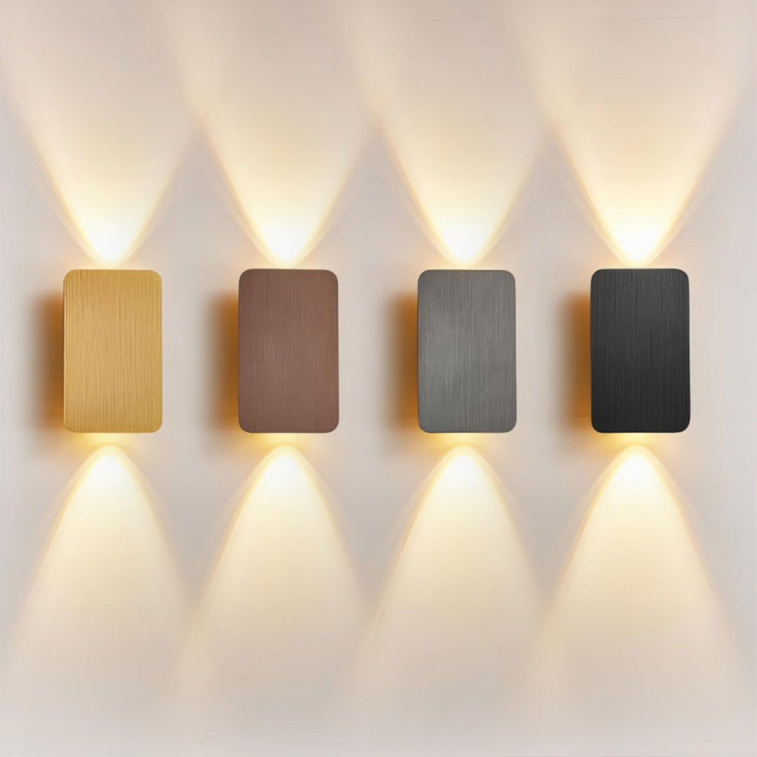 Wood Grain LED Wall Sconce | Ambient Uplight for Bedroom Living Room Hallway | 6W Warm Glow Fixture | Modern Minimalist Design | Thomler