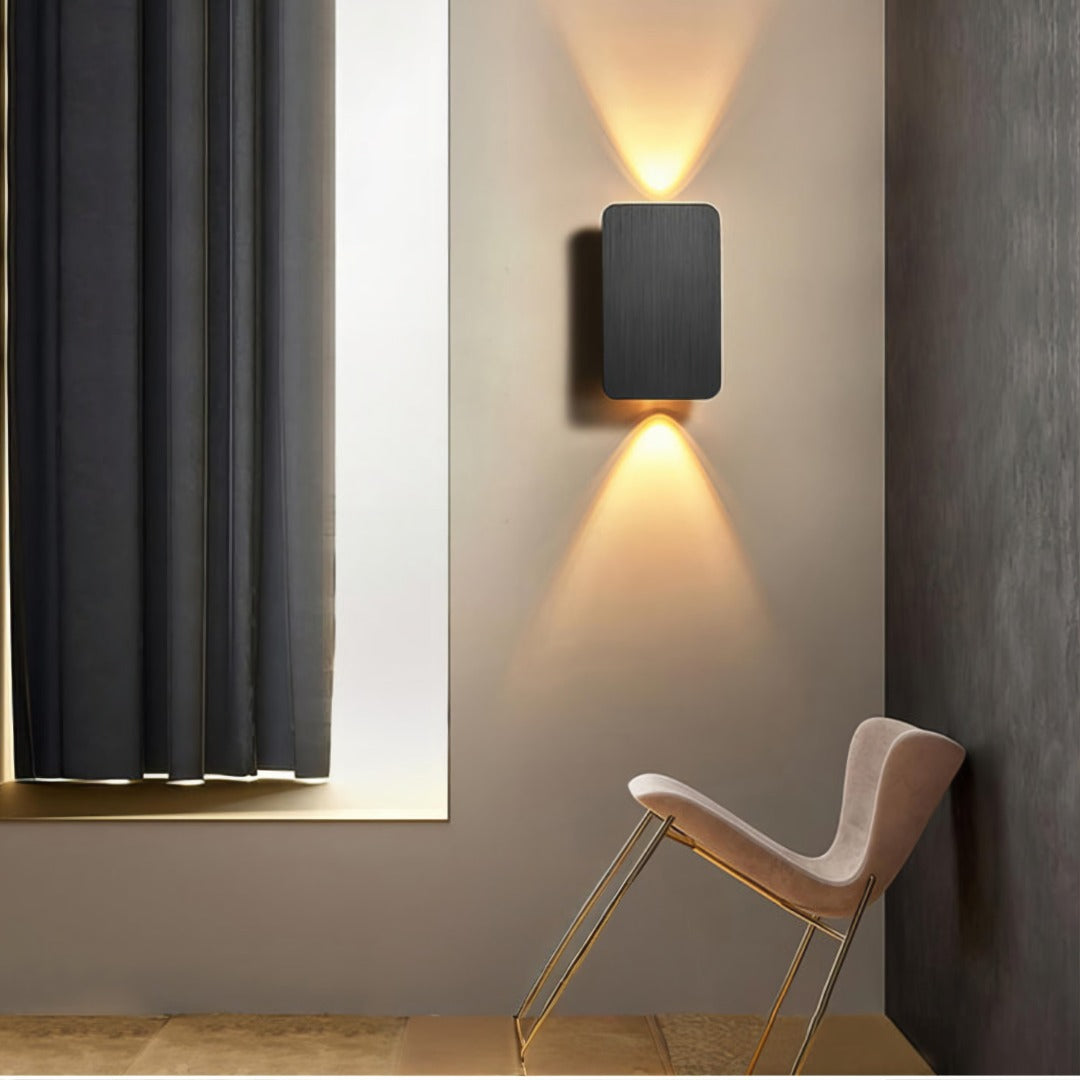 Wood Grain LED Wall Sconce | Ambient Uplight for Bedroom Living Room Hallway | 6W Warm Glow Fixture | Modern Minimalist Design | Thomler