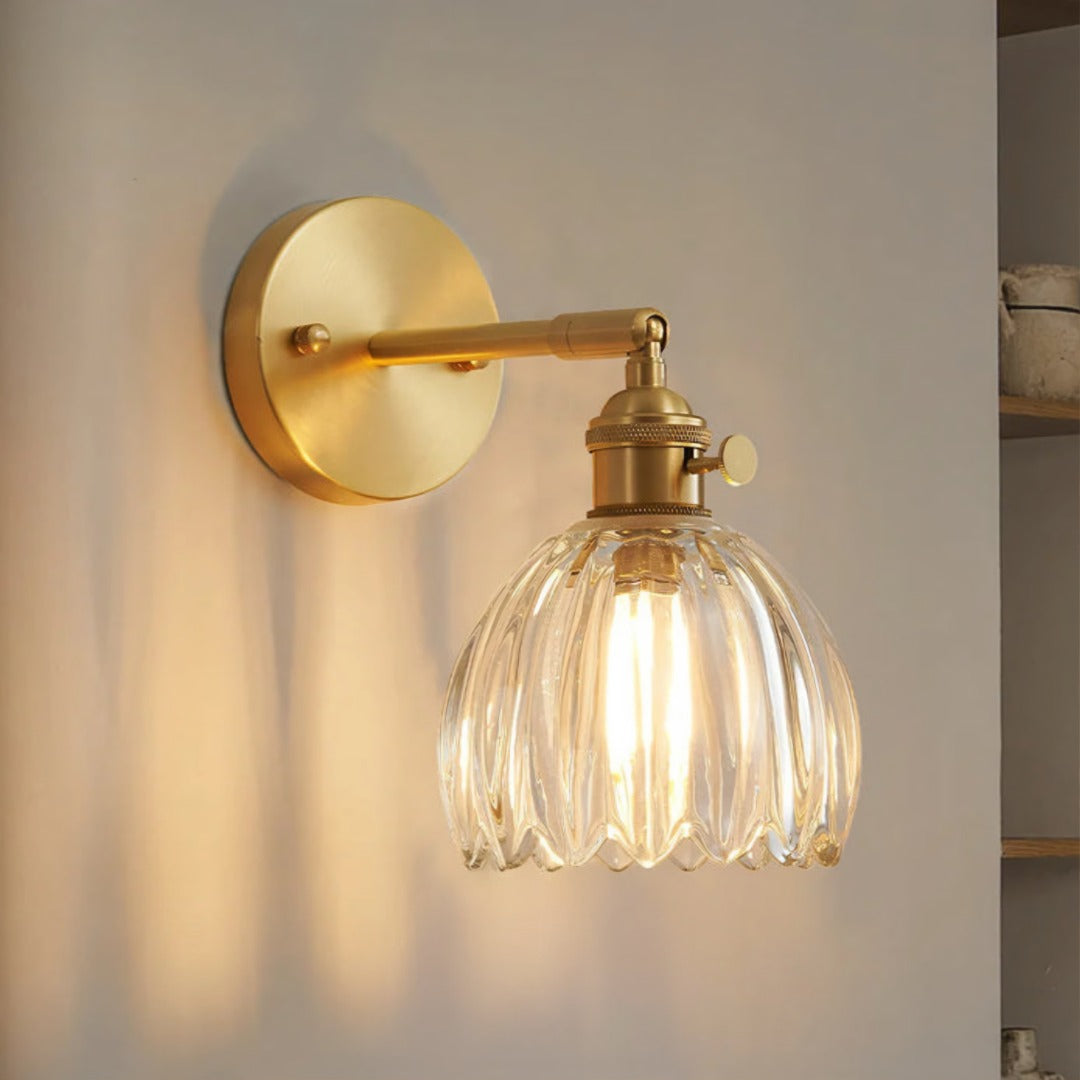 Vintage Tulip Glass Wall Sconce with Flower Shade – Classic Accent Light for Bedroom, Living Room, Hallway – E27 Socket | Thomler