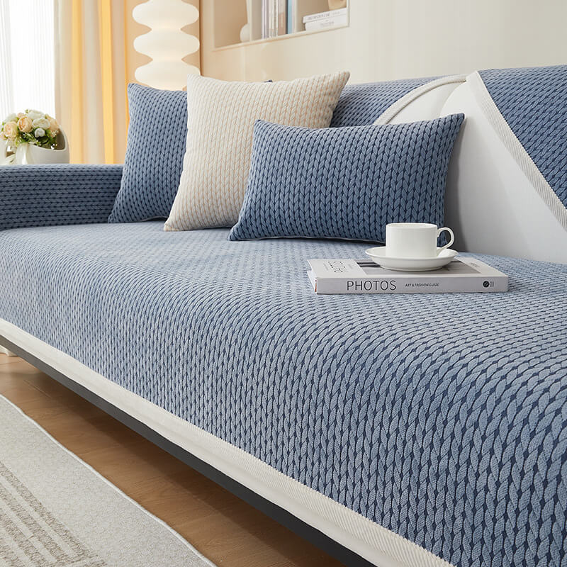 Chenille Furniture Protector with Textured Wheat Pattern – Scratch-Resistant Slip-Free Throws for Sofas, Chairs & Sectionals | Thomler