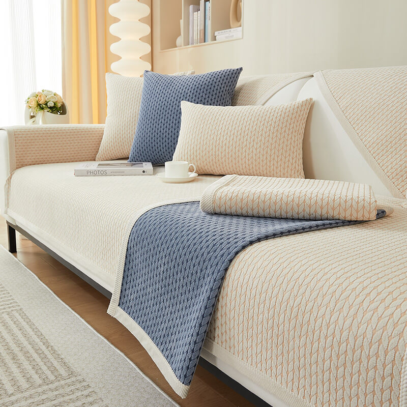 Chenille Furniture Protector with Textured Wheat Pattern – Scratch-Resistant Slip-Free Throws for Sofas, Chairs & Sectionals | Thomler