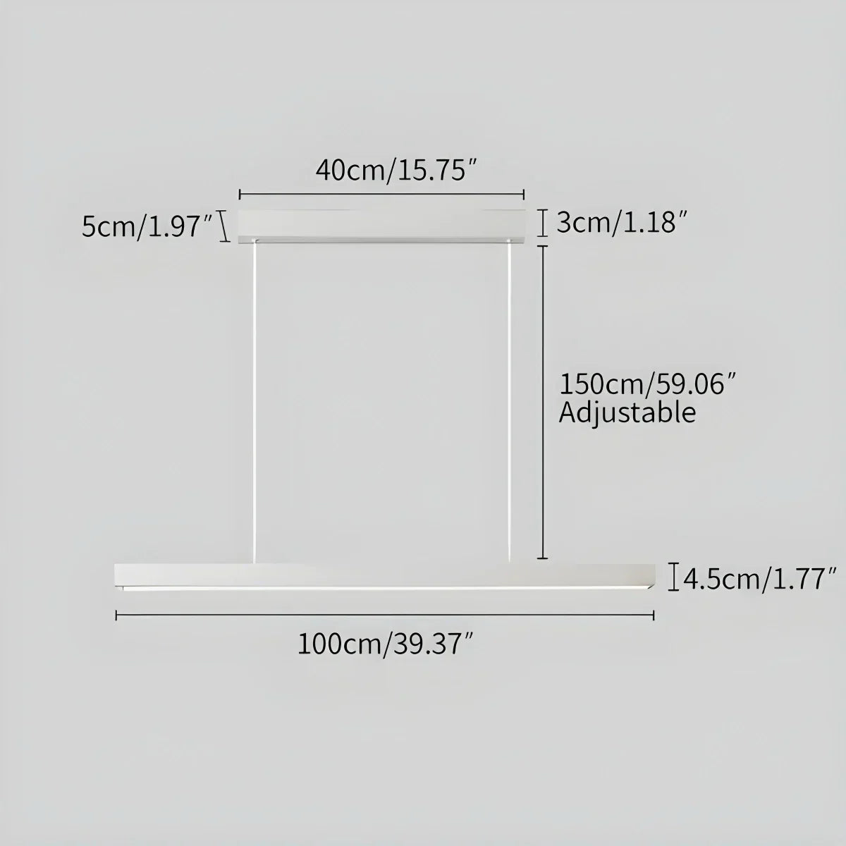 Pendant Light Aluminium Integrated LED Black Kitchen Island Dining Table Minimalist Linear Ceiling Light Adjustable | Thomler