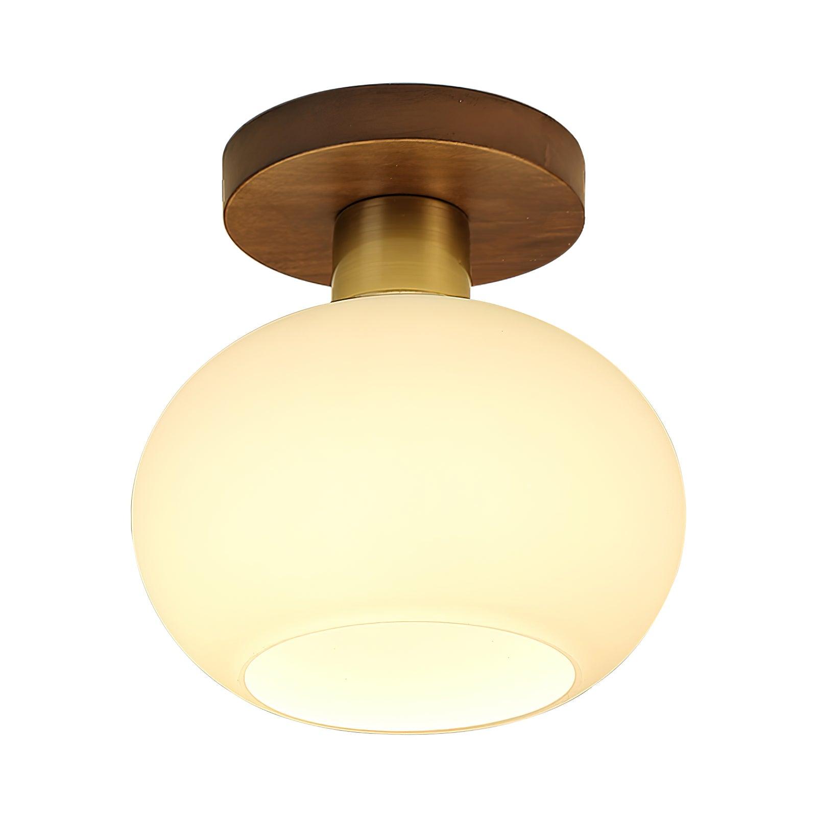 Ceiling Light Walnut Copper Glass Globe 18.0 cm Hallway Bedroom Flush Mount Opal E27 Scandinavian Japandi Lighting | Thomler