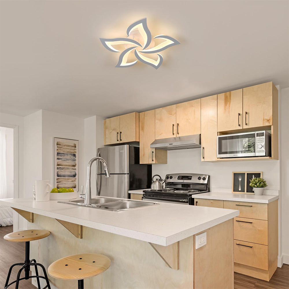 Ceiling Lamp Metal Acrylic 55.0 cm Black LED Living Room Bedroom Floral Flush Mount Lighting | Thomler