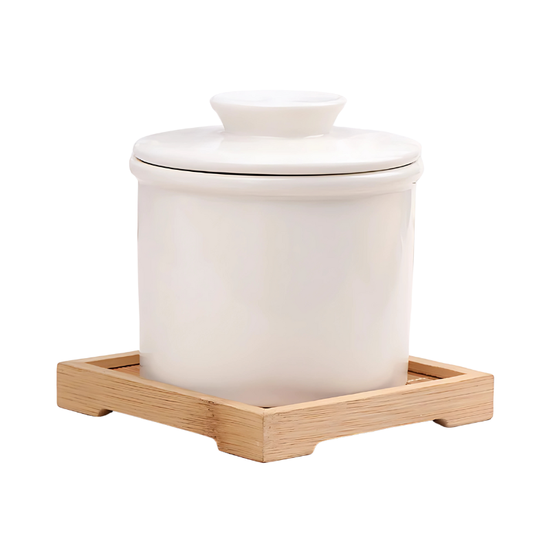 Ceramic Butter Keeper with Water Seal for Spreadable Butter – Countertop Storage Crock for Kitchen | Thomler