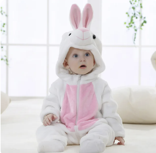 Soft Baby Animal Onesie Costume with Hood – Full-Zip Fleece Outfit for Infants & Toddlers – Home, Playdates & Photo Ops | Thomler