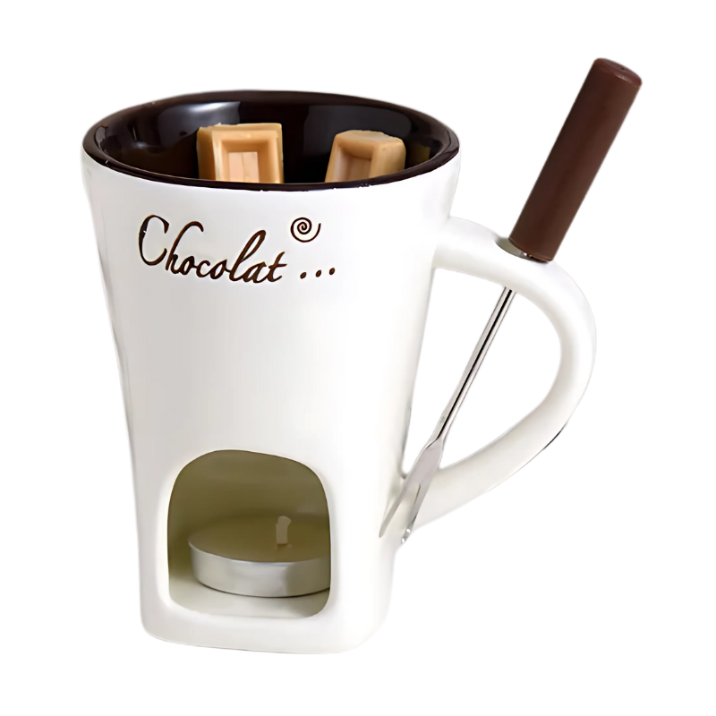 Candle-Heated Fondue Pot Set Ceramic Chocolate Cheese Melting Warmer Party Dessert Appetizer Tabletop Server for Gatherings Parties | Thomler