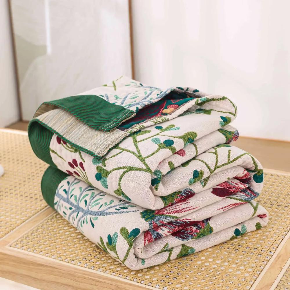 Organic Cotton Gauze Throw Blanket – Lightweight 4-Layer Weave for Year-Round Comfort, Sofa, Bed, Camping & Travel | Thomler