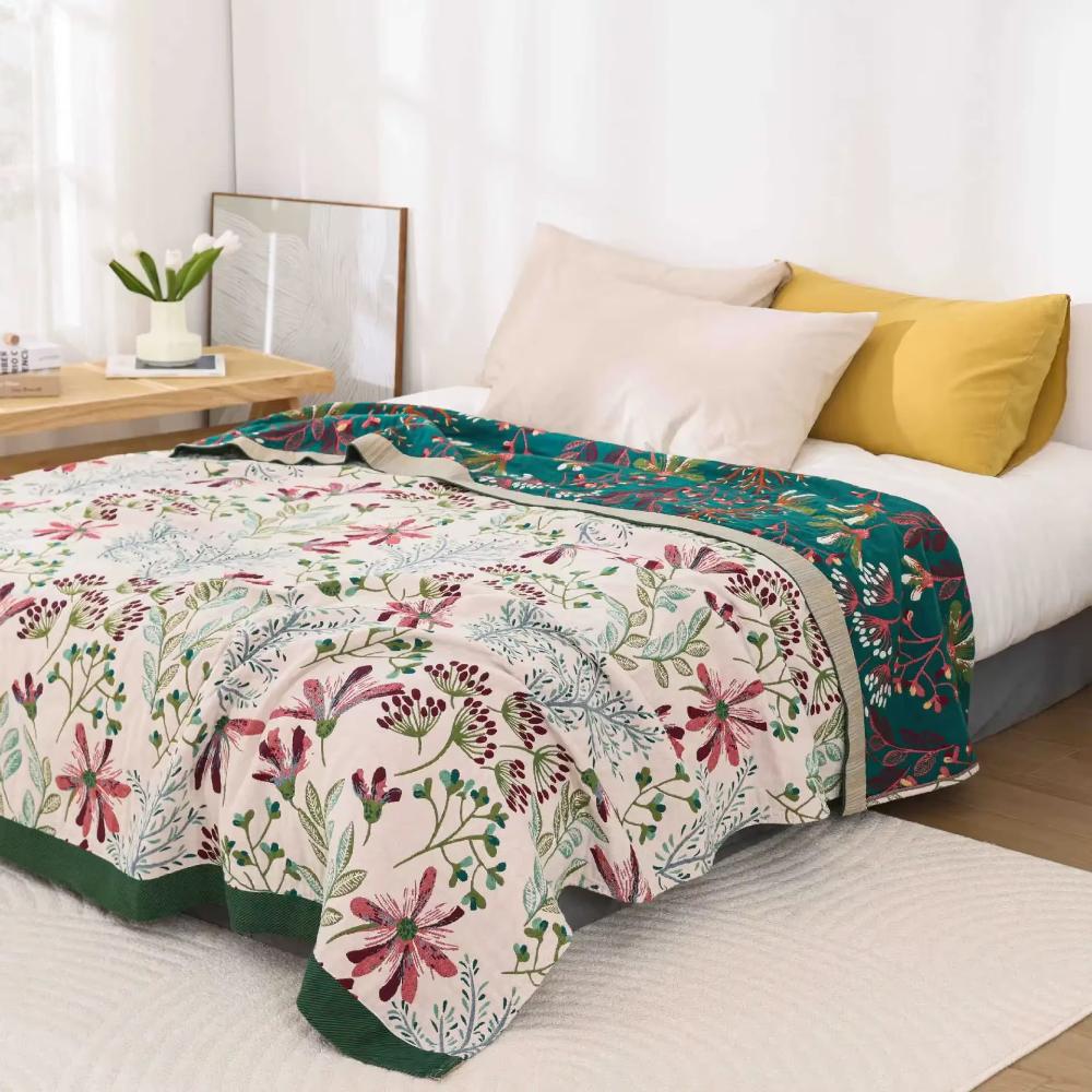 Organic Cotton Gauze Throw Blanket – Lightweight 4-Layer Weave for Year-Round Comfort, Sofa, Bed, Camping & Travel | Thomler