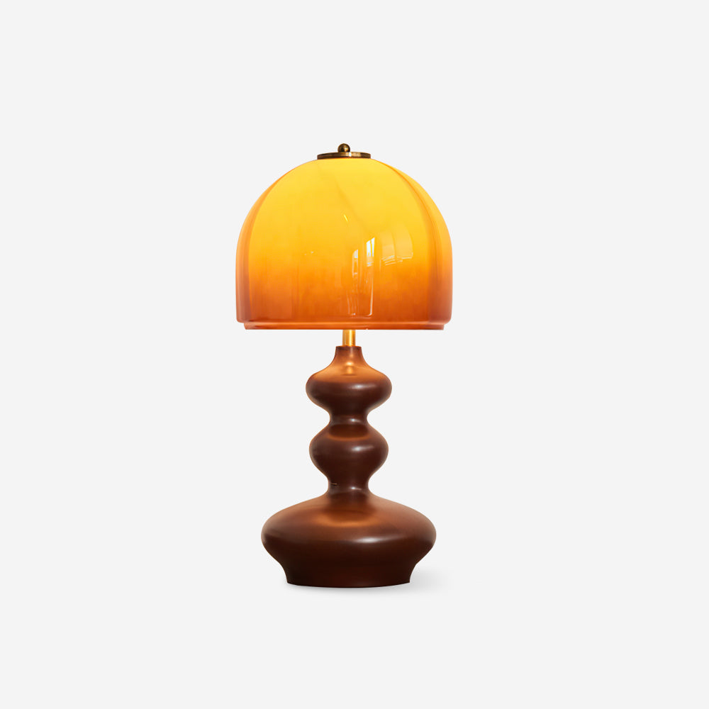 Table Lamp Wood 9.8 in Caramel Dome Indoor Lighting Modern Bedroom Living Room Decor | Thomler
