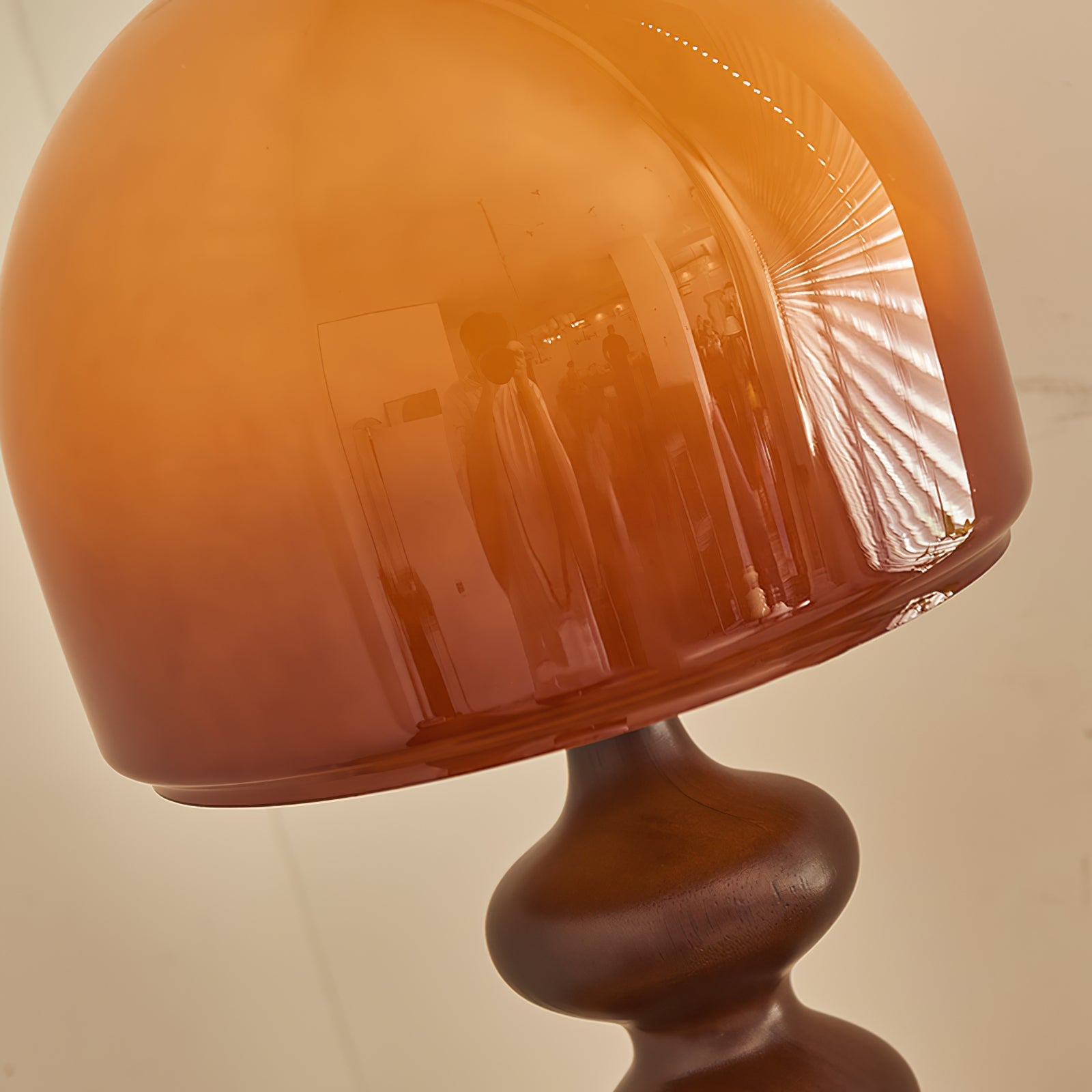 Table Lamp Wood 9.8 in Caramel Dome Indoor Lighting Modern Bedroom Living Room Decor | Thomler