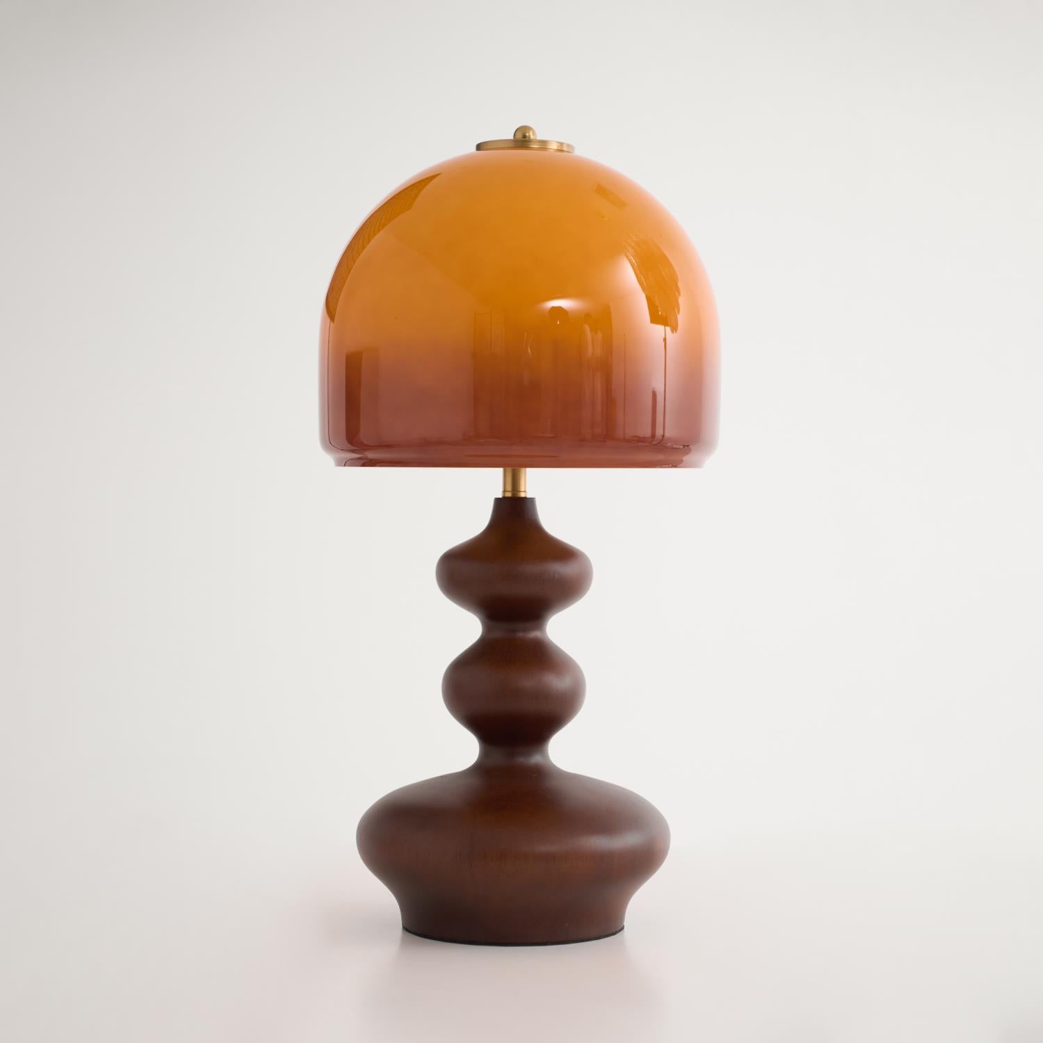 Table Lamp Wood 9.8 in Caramel Dome Indoor Lighting Modern Bedroom Living Room Decor | Thomler