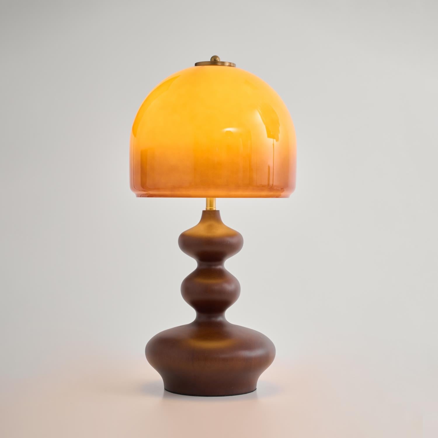 Table Lamp Wood 9.8 in Caramel Dome Indoor Lighting Modern Bedroom Living Room Decor | Thomler