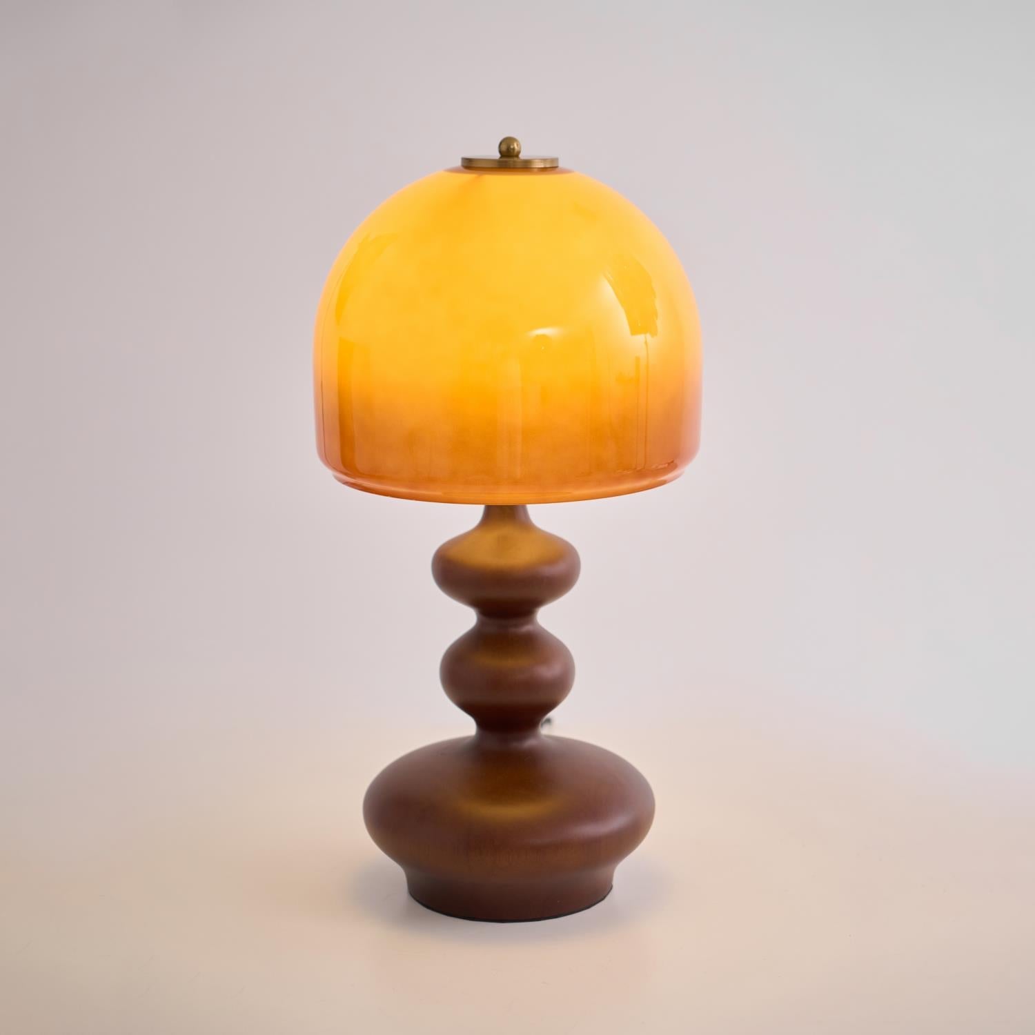 Table Lamp Wood 9.8 in Caramel Dome Indoor Lighting Modern Bedroom Living Room Decor | Thomler
