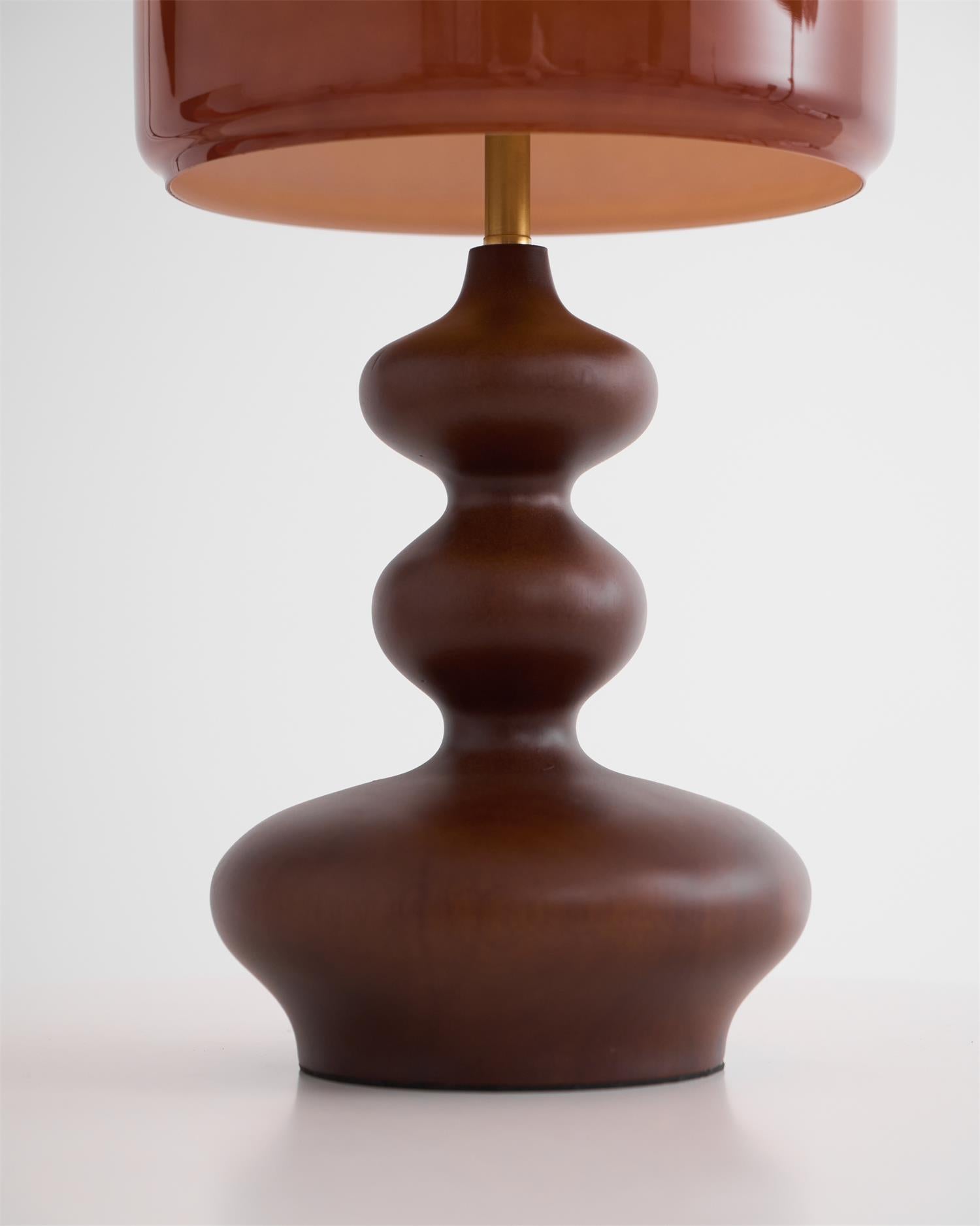 Table Lamp Wood 9.8 in Caramel Dome Indoor Lighting Modern Bedroom Living Room Decor | Thomler